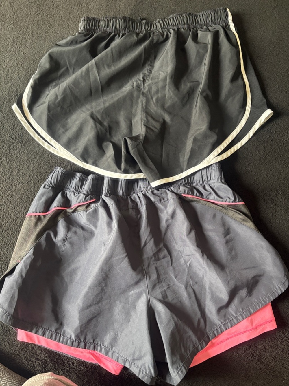 Nike Black & Charcoal Layered Running Shorts with Pink Accent - Picture 7 of 7